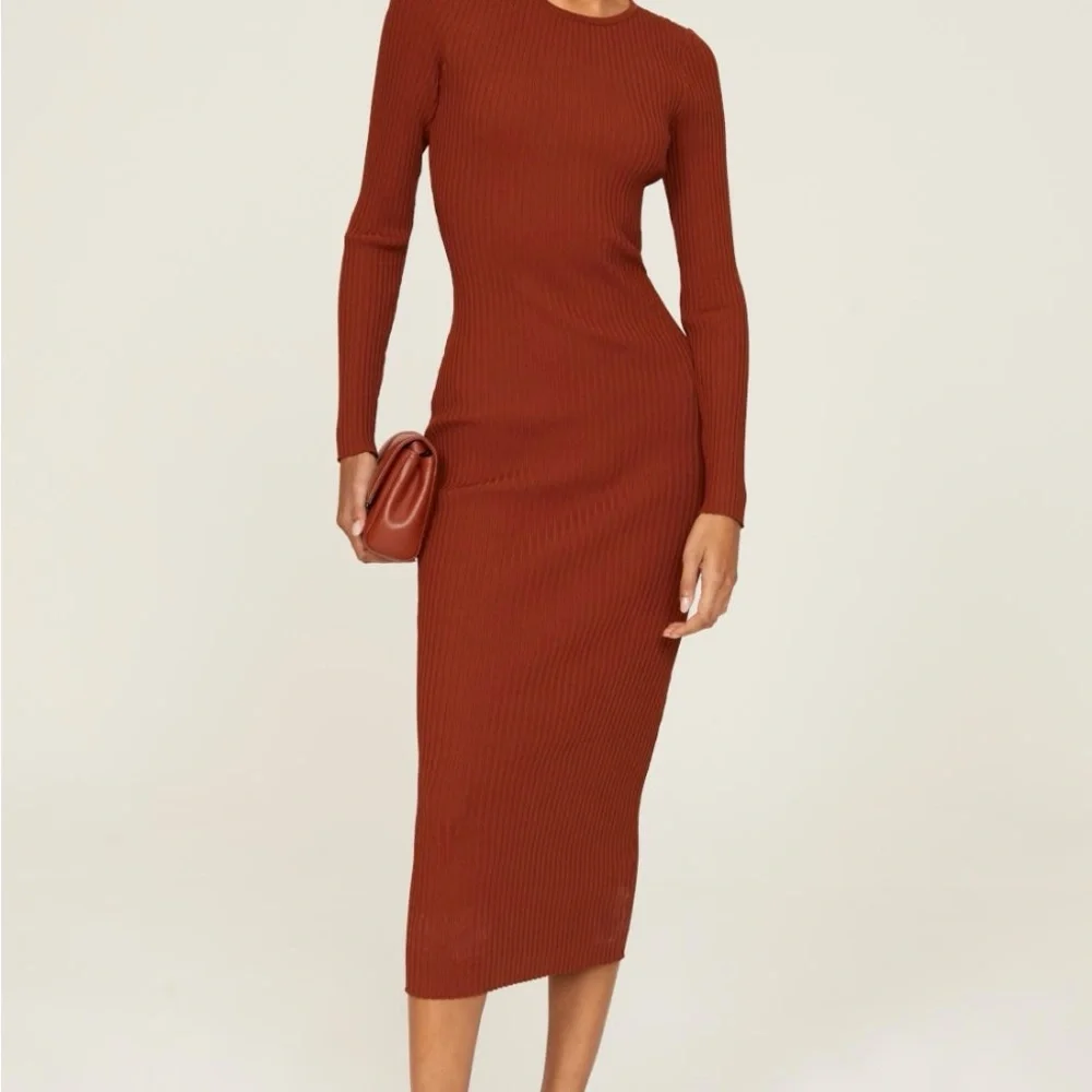 MINKPINK Rust Backless Long Sleeve Dress - Picture 1 of 8